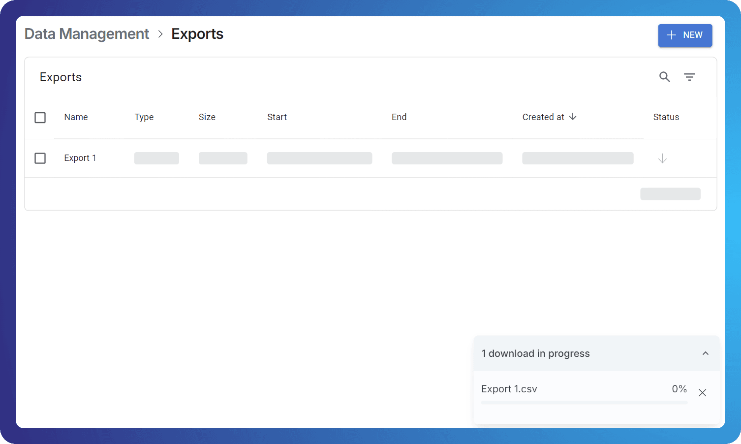 Export download progress